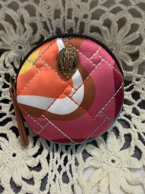 Kurt Geiger Pink Orange Patterned Quilted Round Coin Purse